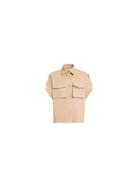 Elie Saab Drill Shirt in Brown featuring  – Luxury Designer Fashion at Luxury Shoes .