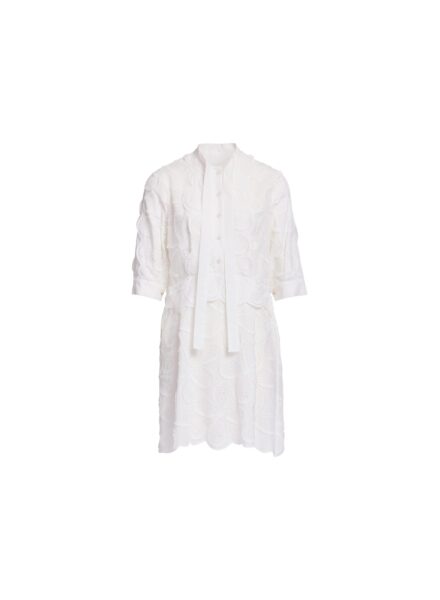 Elie Saab Embroidered Cotton Short Dress in White featuring  – Luxury Designer Fashion at Luxury Shoes .