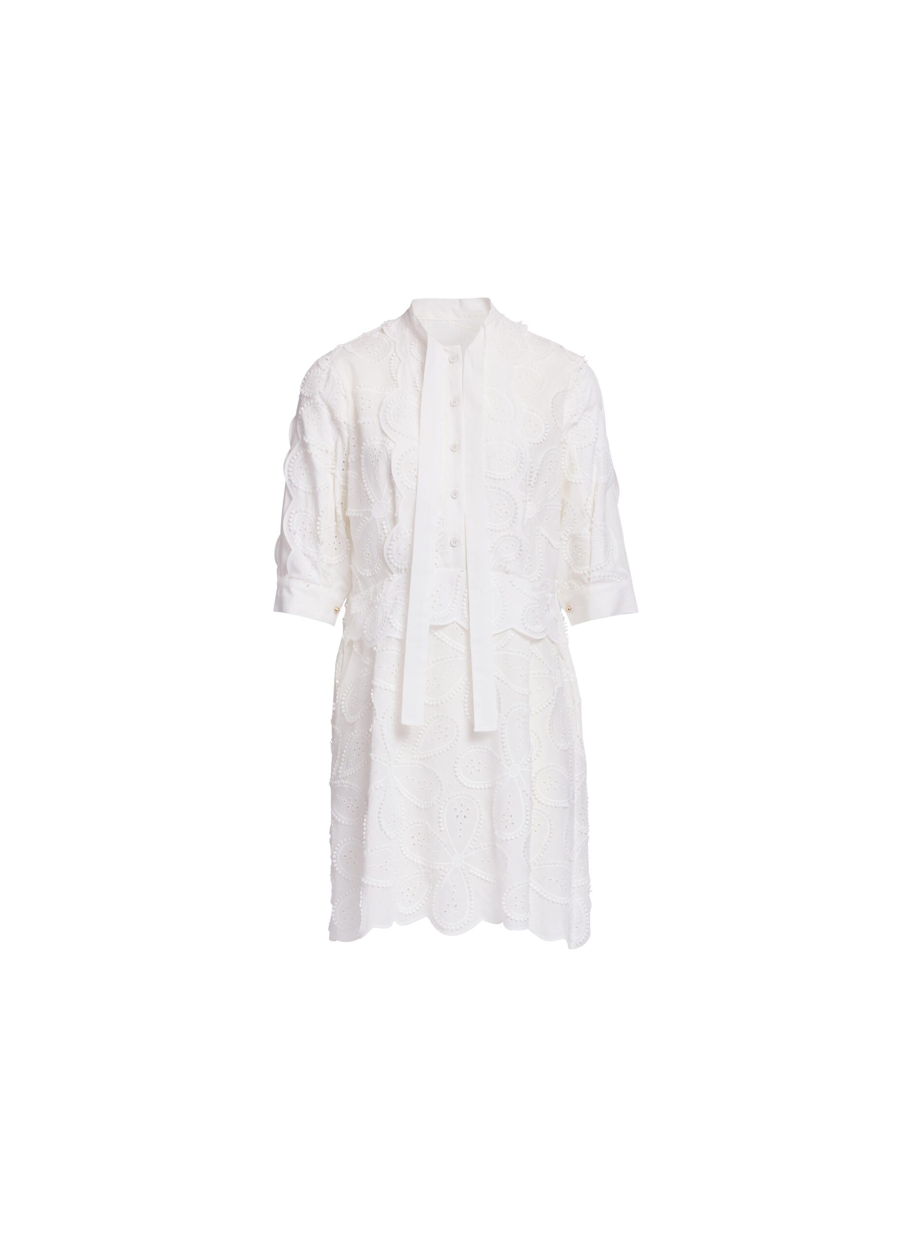 Elie Saab Embroidered Cotton Short Dress Elie Saab Embroidered Cotton Short Dress in White featuring – Luxury Designer Fashion at Luxury Shoes .