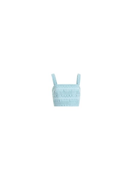 Elie Saab Macramé Crop Top in Blue featuring  – Luxury Designer Fashion at Luxury Shoes .