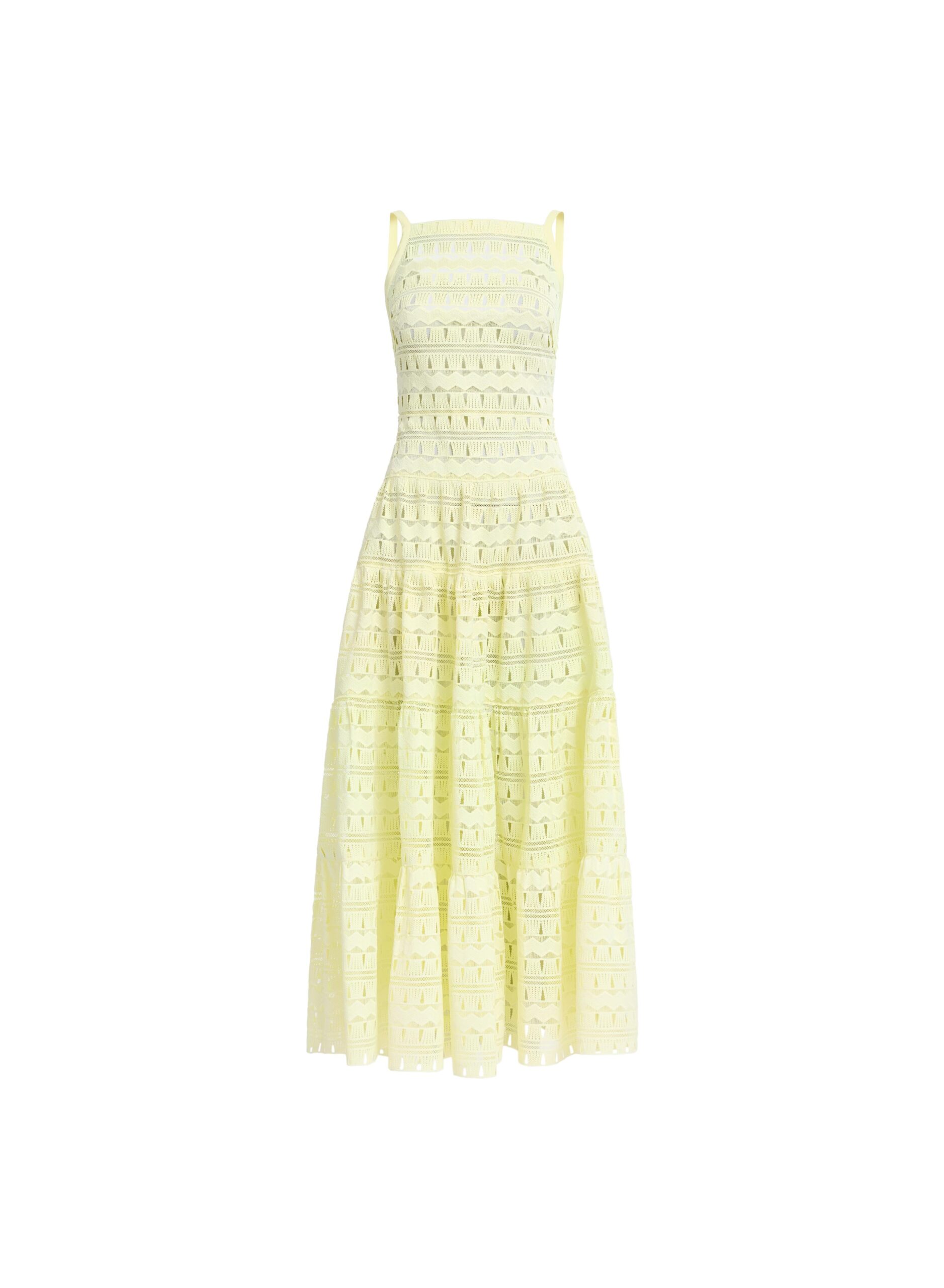 Elie Saab Macramé Midi Dress Elie Saab Macramé Midi Dress in Yellow featuring 61% Polyester