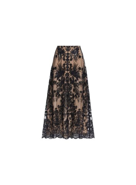 Elie Saab Sequin Embroidered Skirt in Black featuring 48% Silk