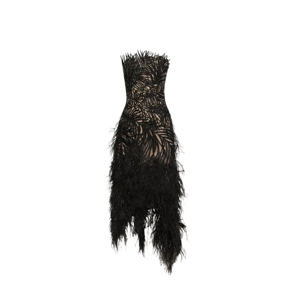 Oscar de la Renta Feather Embroidered Cocktail Dress - Dresses - American Luxury Evening Wear at Luxury Shoes 