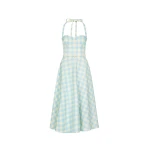 Oscar de la Renta Gingham Bustier Wool-Blend Dress - Dresses - American Luxury Evening Wear at Luxury Shoes 
