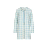 Oscar de la Renta Gingham Coat with Floral Appliqué - Coats - American Luxury Evening Wear at Luxury Shoes 