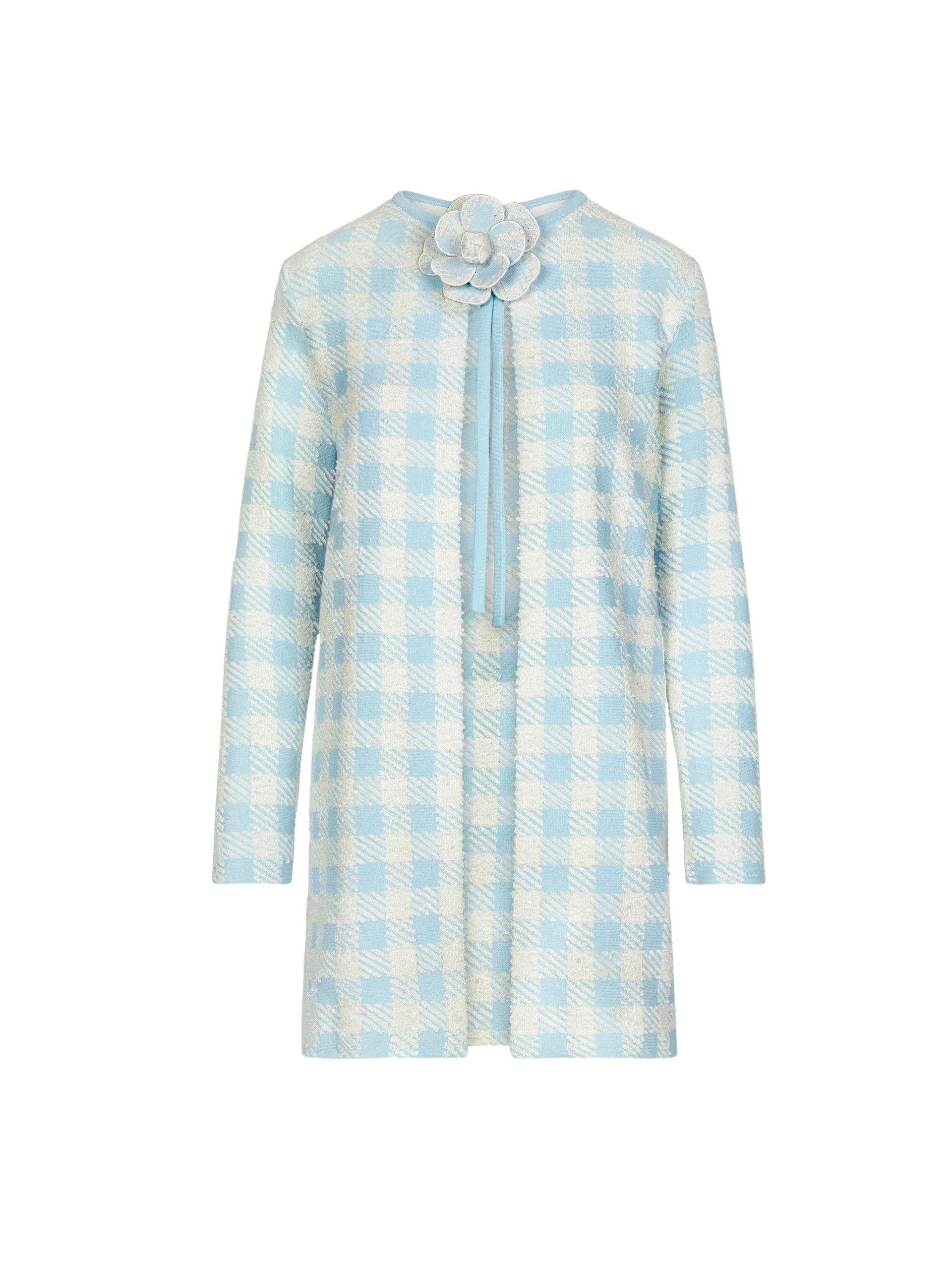 Gingham-Coat-with-Floral-Applique-Oscar-de-la-Renta-Coats96369_nobg Oscar de la Renta Gingham Coat with Floral Appliqué - Coats - American Luxury Evening Wear at Luxury Shoes