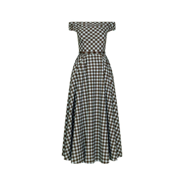Oscar de la Renta Gingham Cotton Poplin Dress - Dresses - American Luxury Evening Wear at Luxury Shoes 