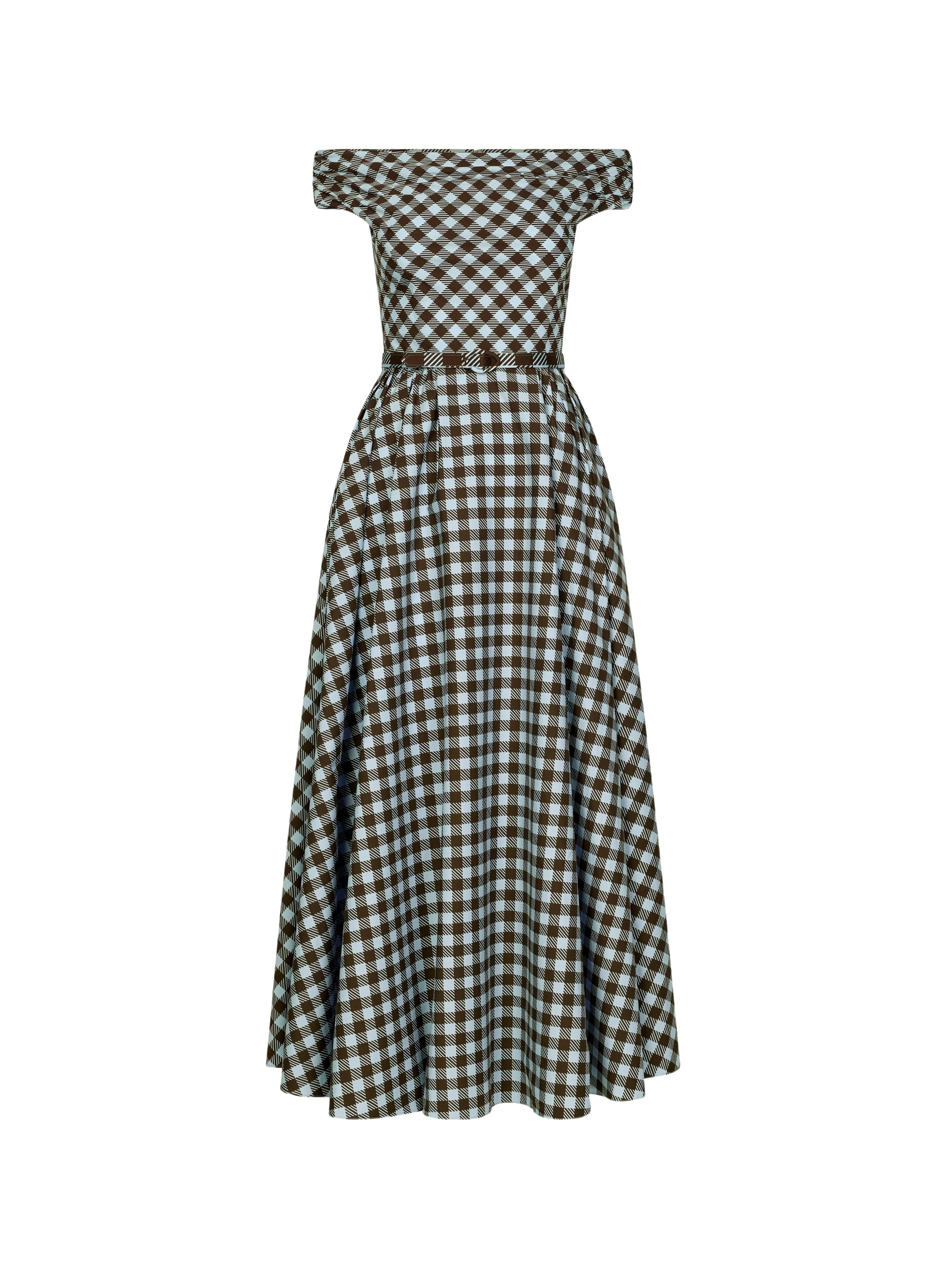 Gingham-Cotton-Poplin-Dress-Oscar-de-la-Renta-Dresses12423_nobg Oscar de la Renta Gingham Cotton Poplin Dress - Dresses - American Luxury Evening Wear at Luxury Shoes
