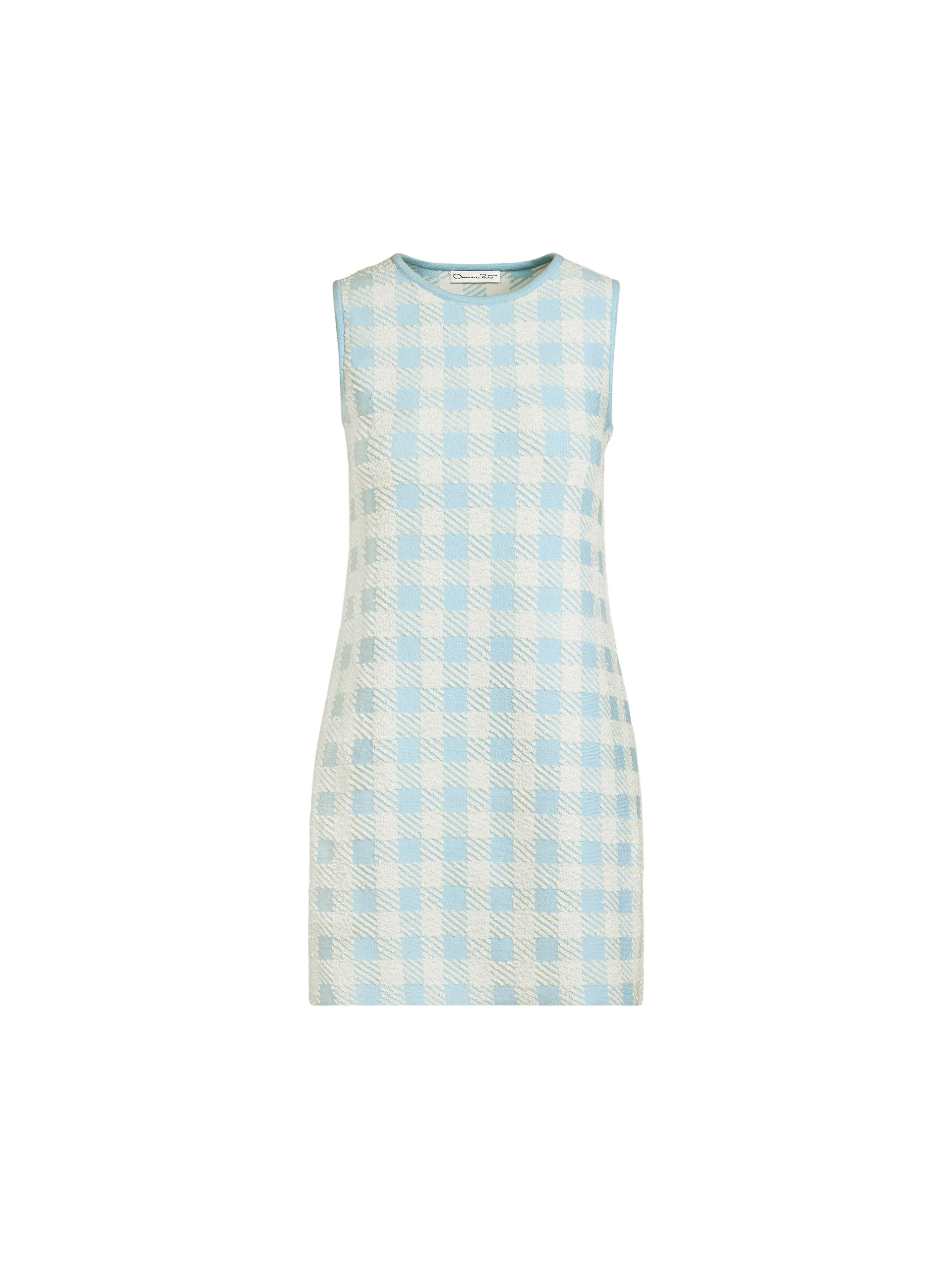Gingham-Jacquard-Shift-Dress-Oscar-de-la-Renta-Dresses70771_nobg Oscar de la Renta Gingham Jacquard Shift Dress - Dresses - American Luxury Evening Wear at Luxury Shoes