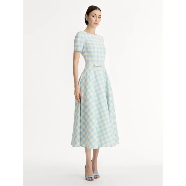 Oscar de la Renta Gingham Wool-Blend Dress - Dresses - American Luxury Evening Wear at Luxury Shoes 