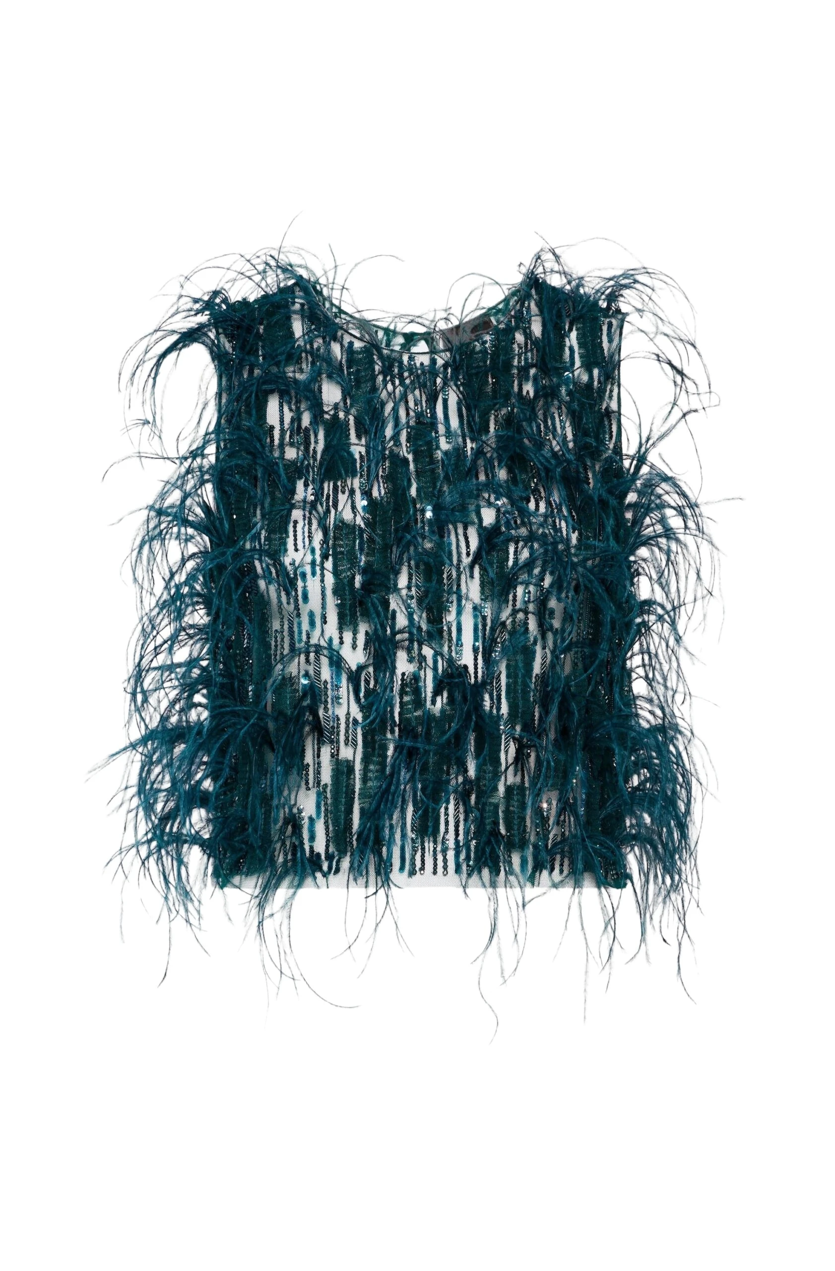 Lapointe-Cascading-Feather-Embellished-Cropped-Tank-scaled42302_nobg LAPOINTE Cascading Feather Embellished Cropped Tank - Blue Tops - New York Luxury Fashion at Luxury Shoes