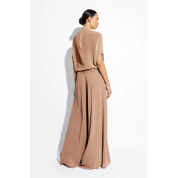 LAPOINTE Lightweight Georgette Wide Leg Pant With Pockets - Beige Pants - New York Luxury Fashion at Luxury Shoes 