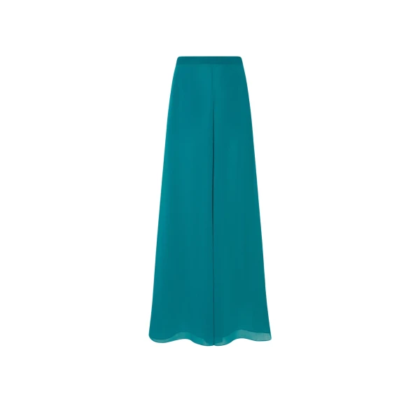 LAPOINTE Lightweight Georgette Wide Leg Pant With Pockets - Blue Pants - New York Luxury Fashion at Luxury Shoes 