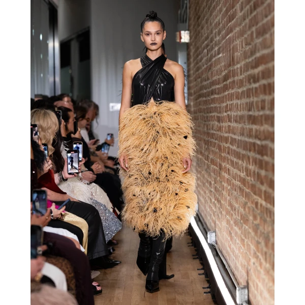 LAPOINTE Multi Feather Embroidery High Waist Skirt - Yellow Skirts - New York Luxury Fashion at Luxury Shoes 