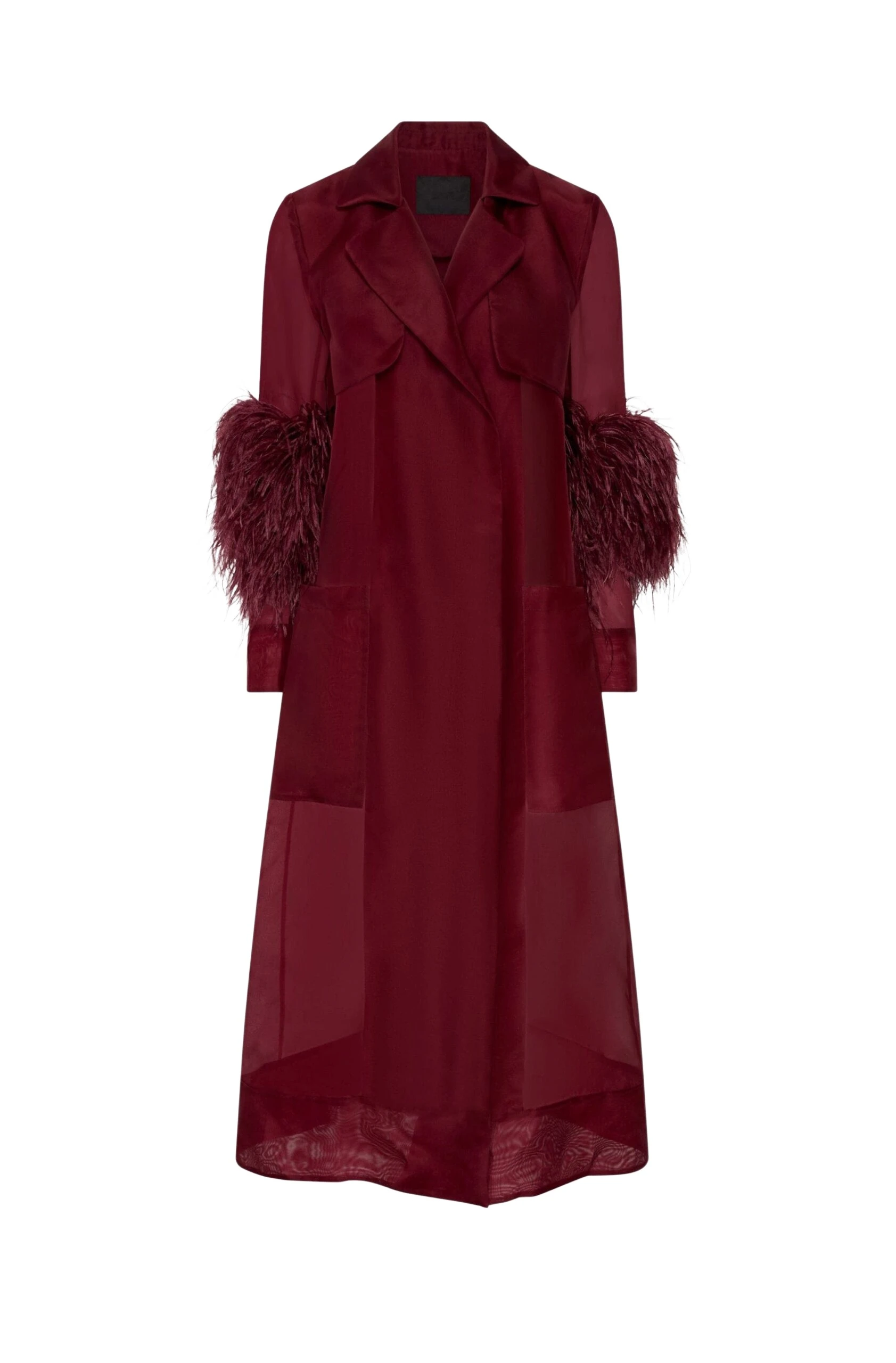 Lapointe-Organza-Sheer-Duster-With-Feathers-scaled47051_nobg LAPOINTE Organza Sheer Duster With Feathers - Red Coats - New York Luxury Fashion at Luxury Shoes