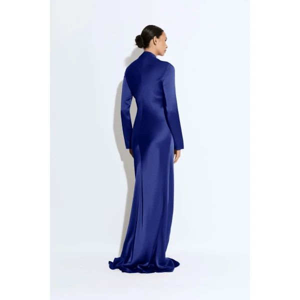 LAPOINTE Satin Tab Gown - Blue Dresses - New York Luxury Fashion at Luxury Shoes 