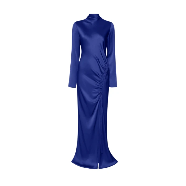 LAPOINTE Satin Tab Gown - Blue Dresses - New York Luxury Fashion at Luxury Shoes 
