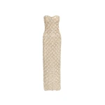 Oscar de la Renta Mother of Pearl Embroidered Column Gown - Dresses - American Luxury Evening Wear at Luxury Shoes 