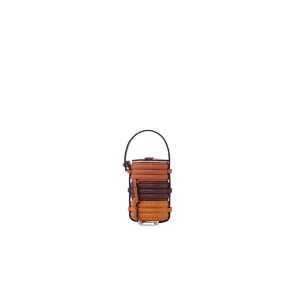 Nasha Mekraksavanich Tiny Pinto Roll | Wood - Nasha Brown - Architectural Luxury Bag at Luxury Shoes 