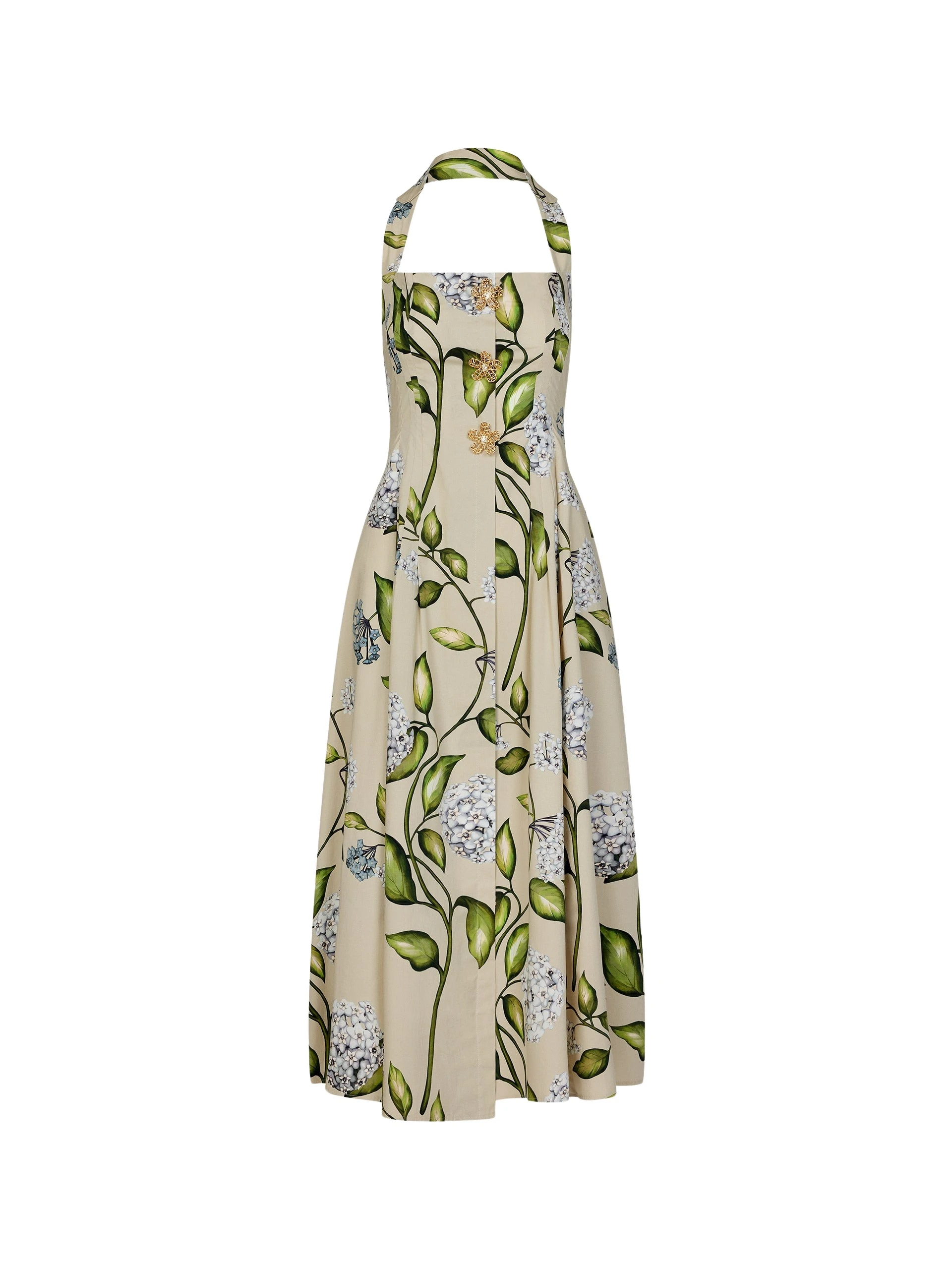 Porcelain-Flower-Cotton-Poplin-Halter-Dress-Oscar-de-la-Renta-Dresses70623_nobg Oscar de la Renta Porcelain Flower Cotton Poplin Halter Dress - Dresses - American Luxury Evening Wear at Luxury Shoes