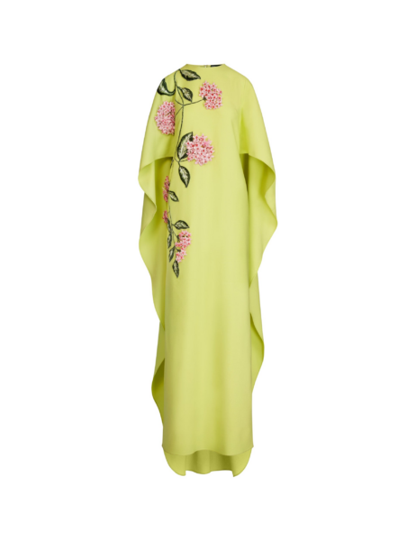 Oscar de la Renta Porcelain Flower Embroidered Caftan - Dresses - American Luxury Evening Wear at Luxury Shoes 