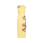 Oscar de la Renta Porcelain Flower Embroidered Dress - Dresses - American Luxury Evening Wear at Luxury Shoes 