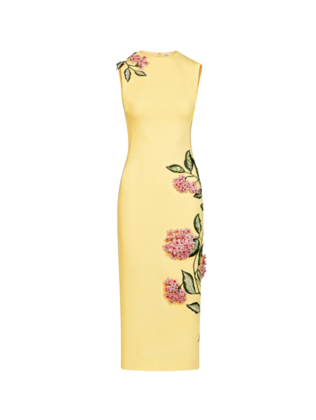 Oscar de la Renta Porcelain Flower Embroidered Dress - Dresses - American Luxury Evening Wear at Luxury Shoes 