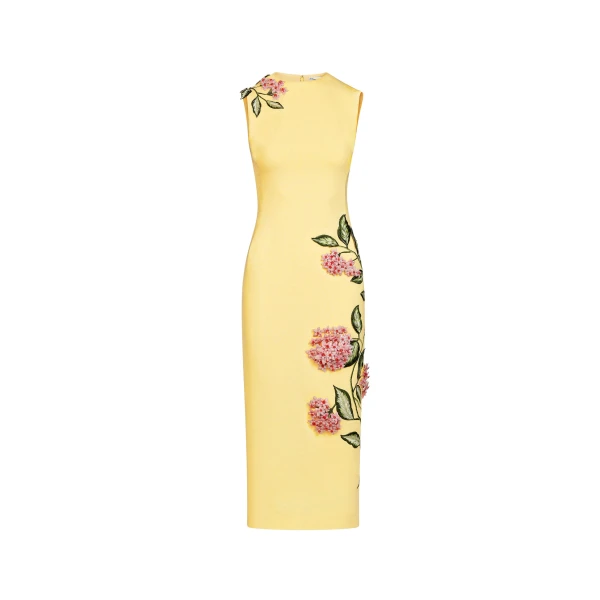 Oscar de la Renta Porcelain Flower Embroidered Dress - Dresses - American Luxury Evening Wear at Luxury Shoes 
