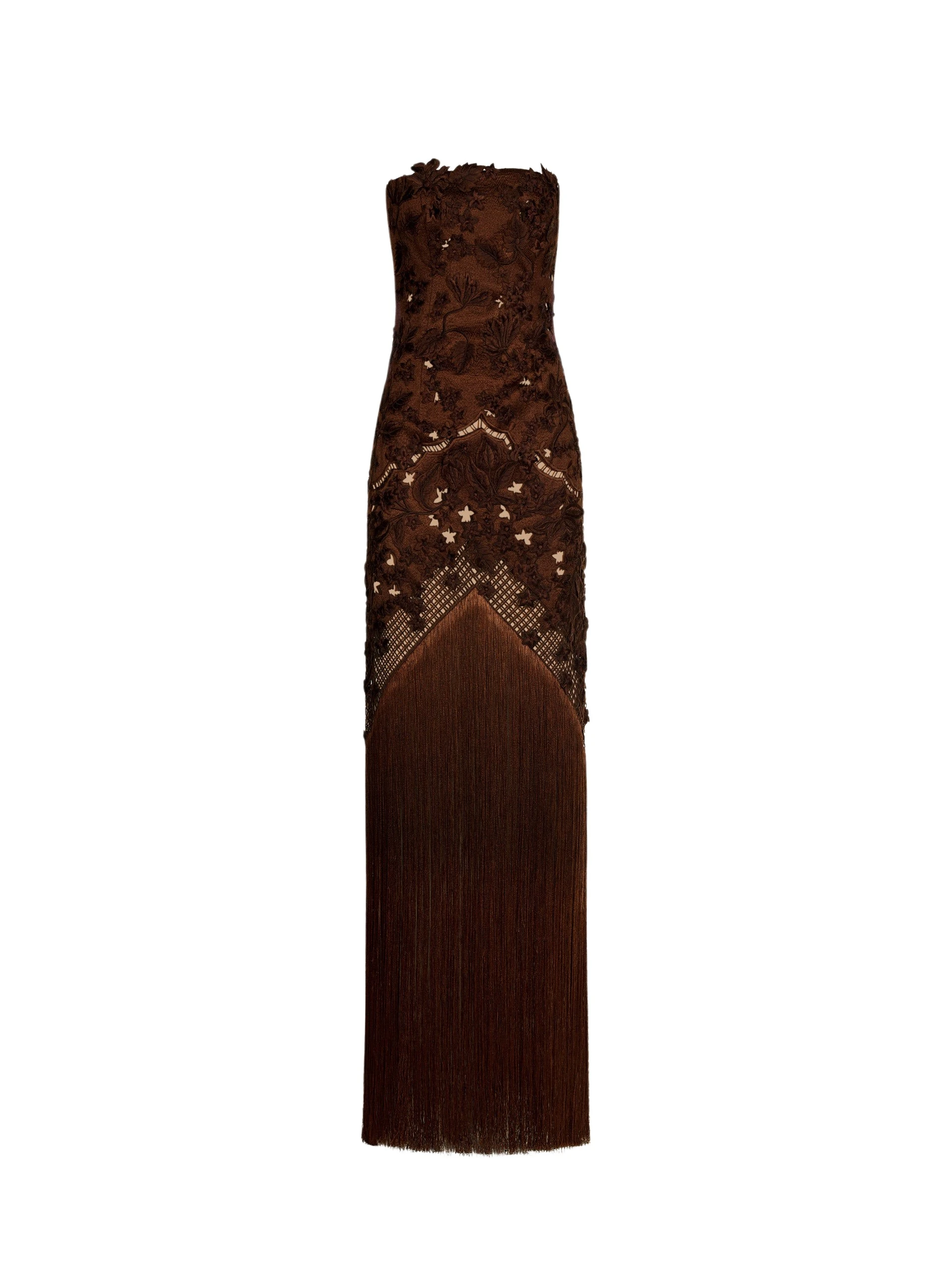 Porcelain-Flower-Lattice-Fringe-Gown-Oscar-de-la-Renta-Dresses75839_nobg Oscar de la Renta Porcelain Flower Lattice Fringe Gown - Dresses - American Luxury Evening Wear at Luxury Shoes