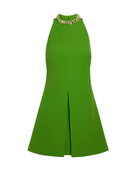 Safiyaa Dorella Short Dress in Verdant Green - Safiyaa Dresses - Heavy Crepe Cape Gown - Shop at Luxury Shoes 