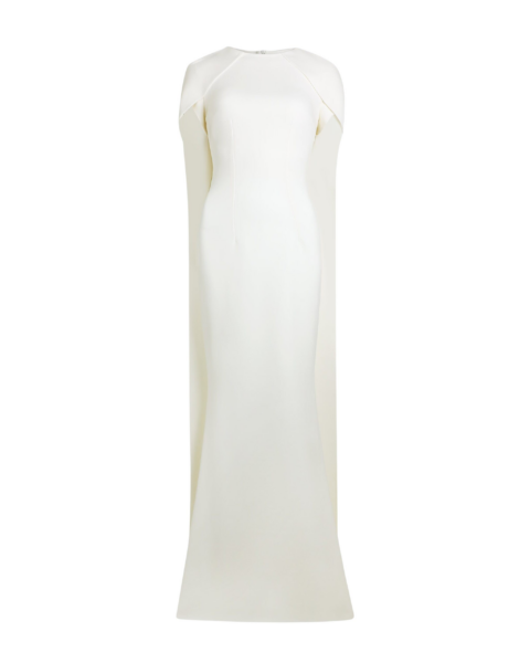Safiyaa Ginkgo Ivory Dress - Safiyaa Dresses - Heavy Crepe Cape Gown - Shop at Luxury Shoes 