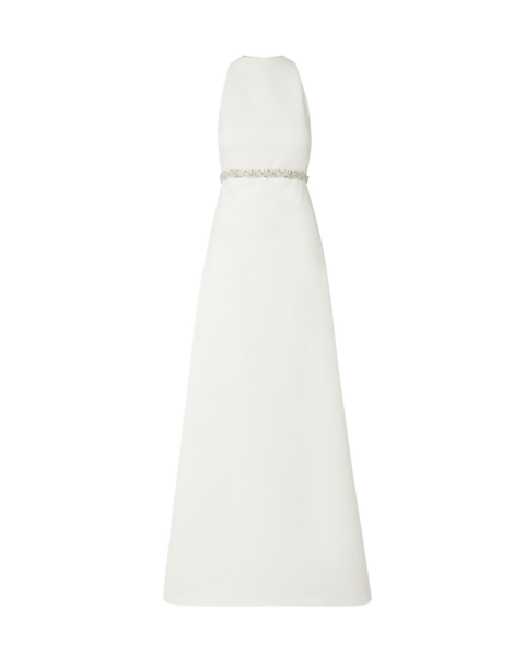 Safiyaa Joules Ivory Long Dress - Safiyaa Dresses - Heavy Crepe Cape Gown - Shop at Luxury Shoes 