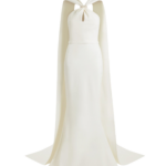 Safiyaa Lilien Ivory long Dress - Safiyaa Dresses - Heavy Crepe Cape Gown - Shop at Luxury Shoes 