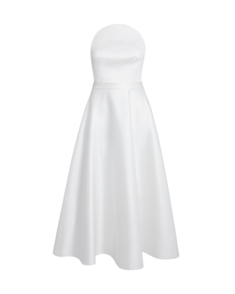 Safiyaa Lory Midi Dress in Porcelain - Safiyaa Dresses - Heavy Crepe Cape Gown - Shop at Luxury Shoes 