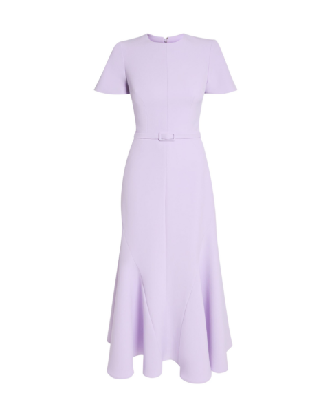 Safiyaa Luisa Midi Dress in Verbena - Safiyaa Dresses - Heavy Crepe Cape Gown - Shop at Luxury Shoes 