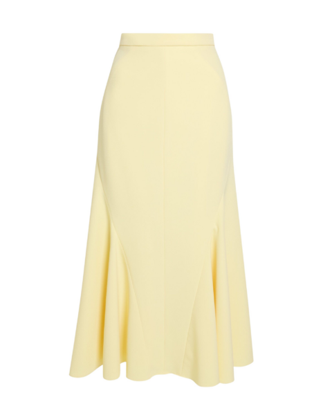 Safiyaa Marialuisa Skirt in Pale Yellow - Safiyaa Skirts - Heavy Crepe Cape Gown - Shop at Luxury Shoes 