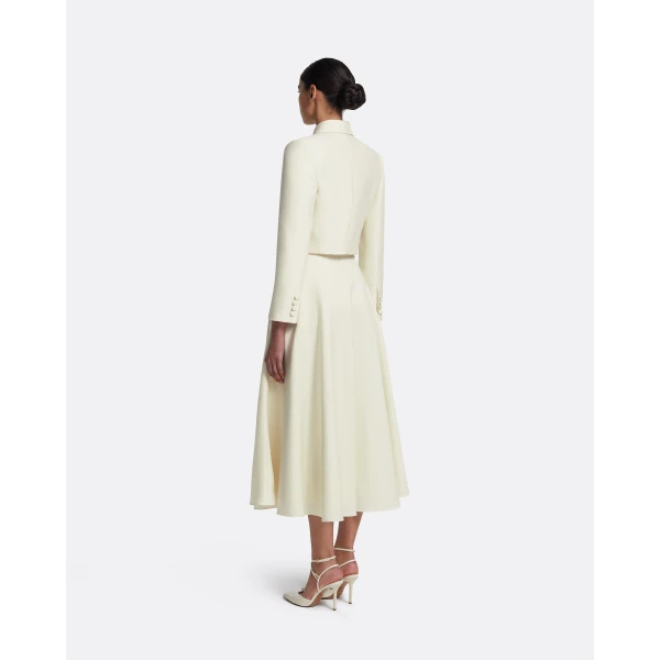 Safiyaa Miwa Skirt in Eggshell - Safiyaa Skirts - Heavy Crepe Cape Gown - Shop at Luxury Shoes 
