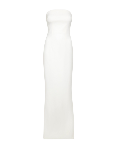 Safiyaa Soshin Ivory Strapless Dress - Safiyaa Dresses - Heavy Crepe Cape Gown - Shop at Luxury Shoes 