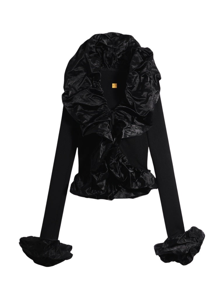 Schiaparelli-Sculptural-Ruffle-Cardigan-319960_nobg Schiaparelli Sculptural Ruffle Cardigan Knitwear in Schiaparelli Authentic Luxury Fashion at Luxury Shoes
