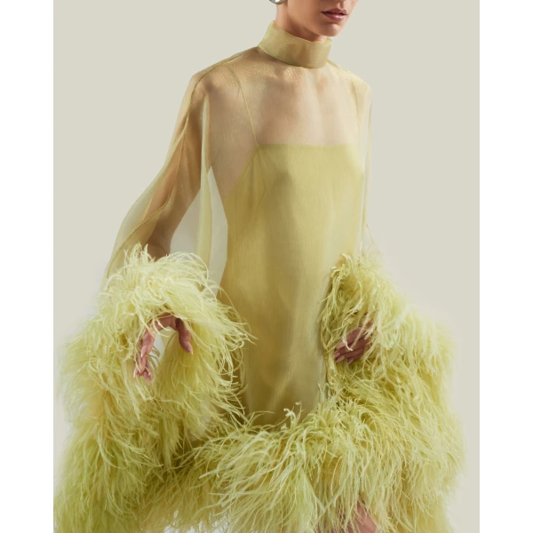 Taller Marmo Daisy Kaftan In Gold Kiwi - Dresses - Italian Luxury Evening Wear at Luxury Shoes 