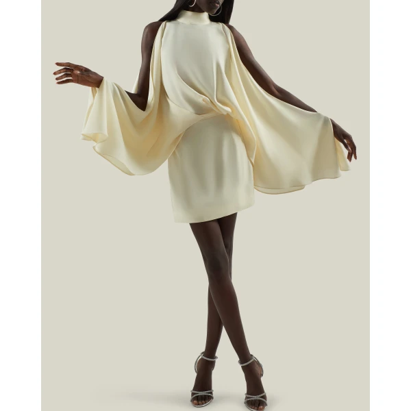Taller Marmo Mini Bacall Dress In Latte - Dresses - Italian Luxury Evening Wear at Luxury Shoes 