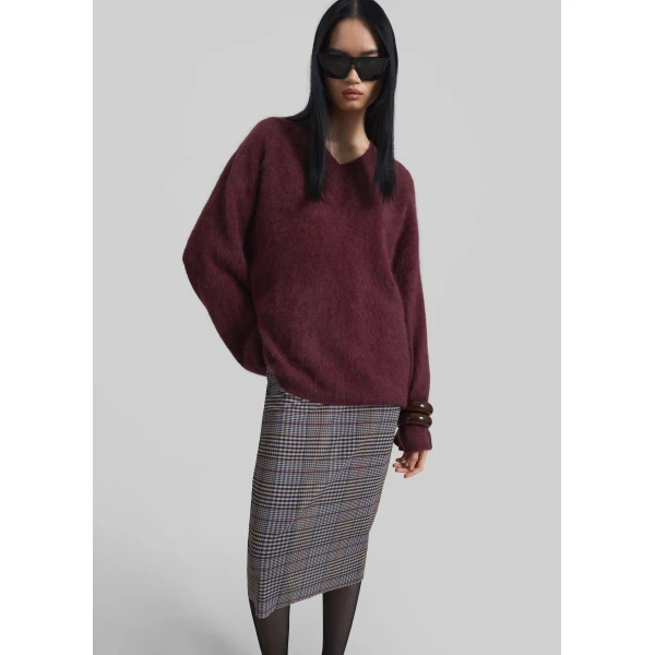 The Frankie Shop Aurora Sheer Mesh Skirt - Beige Glen Plaid - Oversized Minimalist Skirts in Beige - Shop at Luxury Shoes 