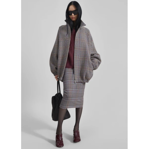 The Frankie Shop Aurora Sheer Mesh Skirt - Beige Glen Plaid - Oversized Minimalist Skirts in Beige - Shop at Luxury Shoes 