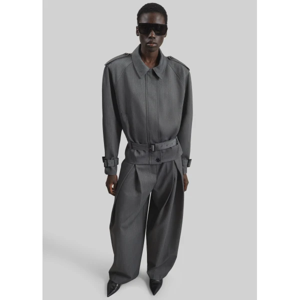 The Frankie Shop Avray Pleated Trousers - Grey - Oversized Minimalist Pants in Grey - Shop at Luxury Shoes 