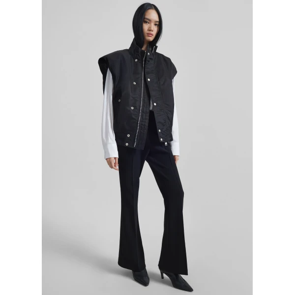 The Frankie Shop Aysen Sleeveless Bomber Jacket - Black - Oversized Minimalist Jackets in Black - Shop at Luxury Shoes 