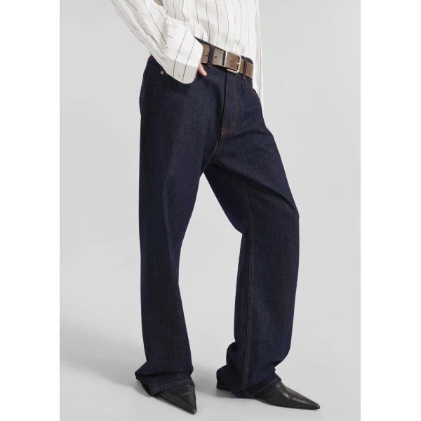 The Frankie Shop Belden Straight Leg Jeans - Dark Wash - Oversized Minimalist Pants in Blue - Shop at Luxury Shoes 