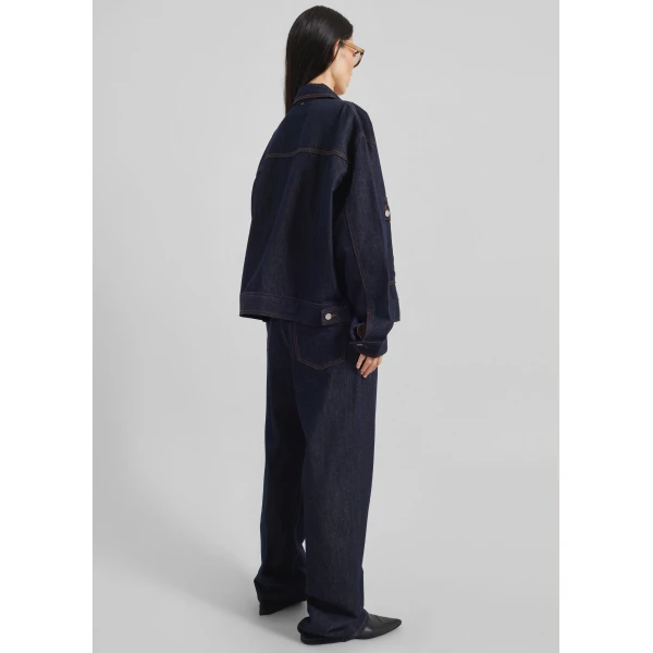 The Frankie Shop Belden Straight Leg Jeans - Dark Wash - Oversized Minimalist Pants in Blue - Shop at Luxury Shoes 