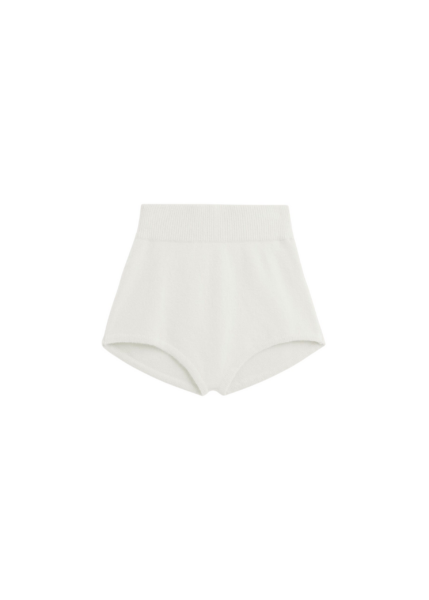 The Frankie Shop Bresica Knit Hot Pants - Ivory - Oversized Minimalist Shorts in Ivory - Shop at Luxury Shoes 