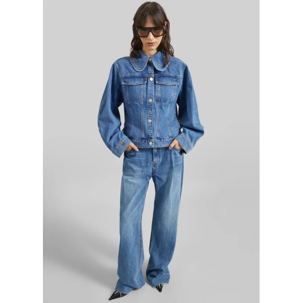 The Frankie Shop By Malene Birger Villies Jacket - Mid Denim Blue - Oversized Minimalist Jackets in Blue - Shop at Luxury Shoes 