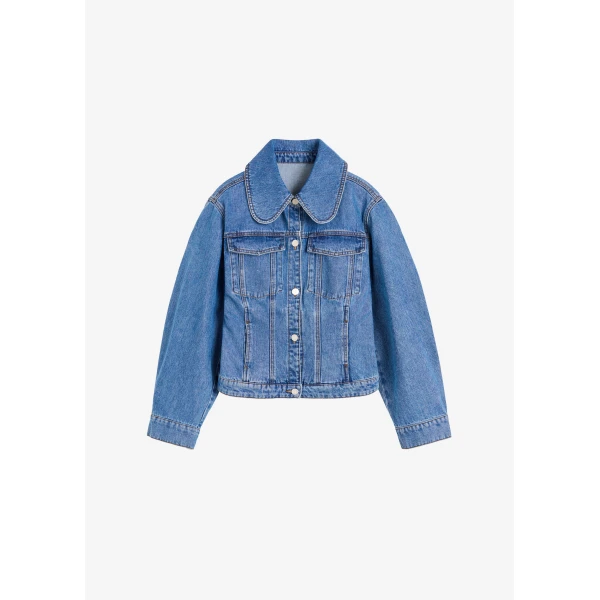 The Frankie Shop By Malene Birger Villies Jacket - Mid Denim Blue - Oversized Minimalist Jackets in Blue - Shop at Luxury Shoes 